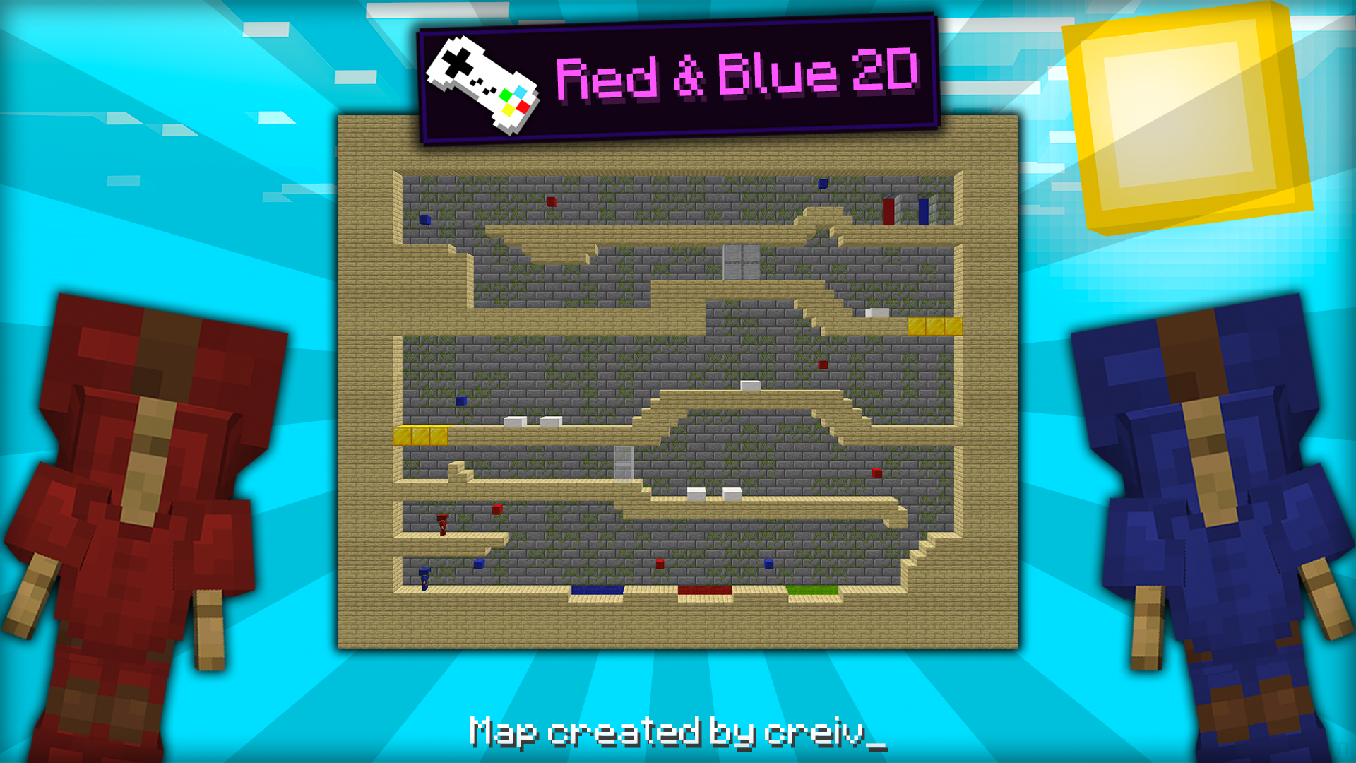 Herunterladen Red & Blue 2D 1.0 zum Minecraft 1.19.2