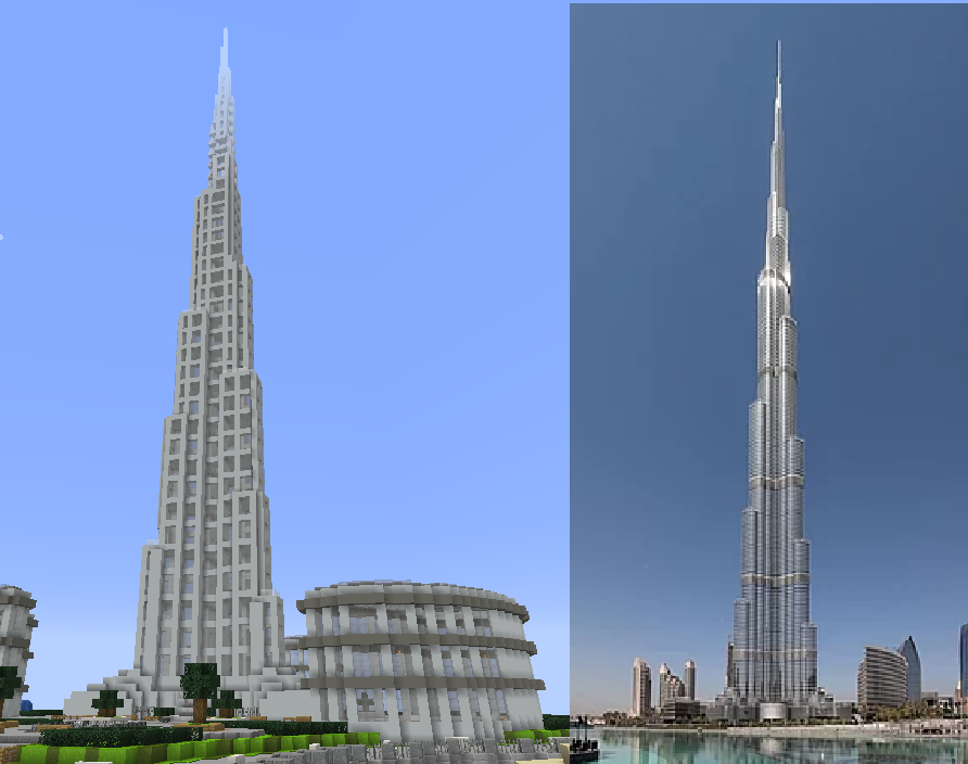Burj Khalifa im Spiel gegen das wirkliche Leben